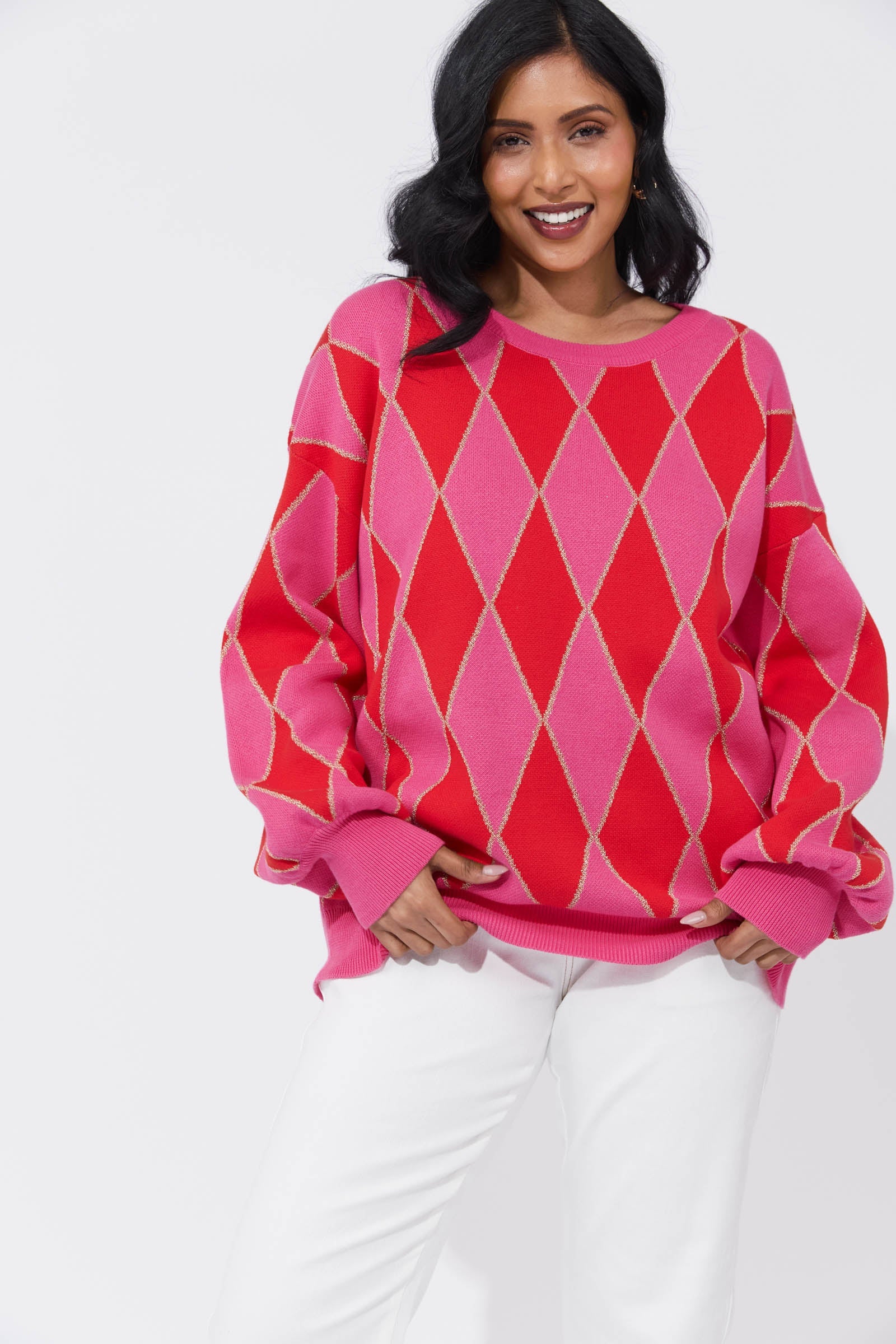 Casablanca Lurex Jumper - Chilli/Pink