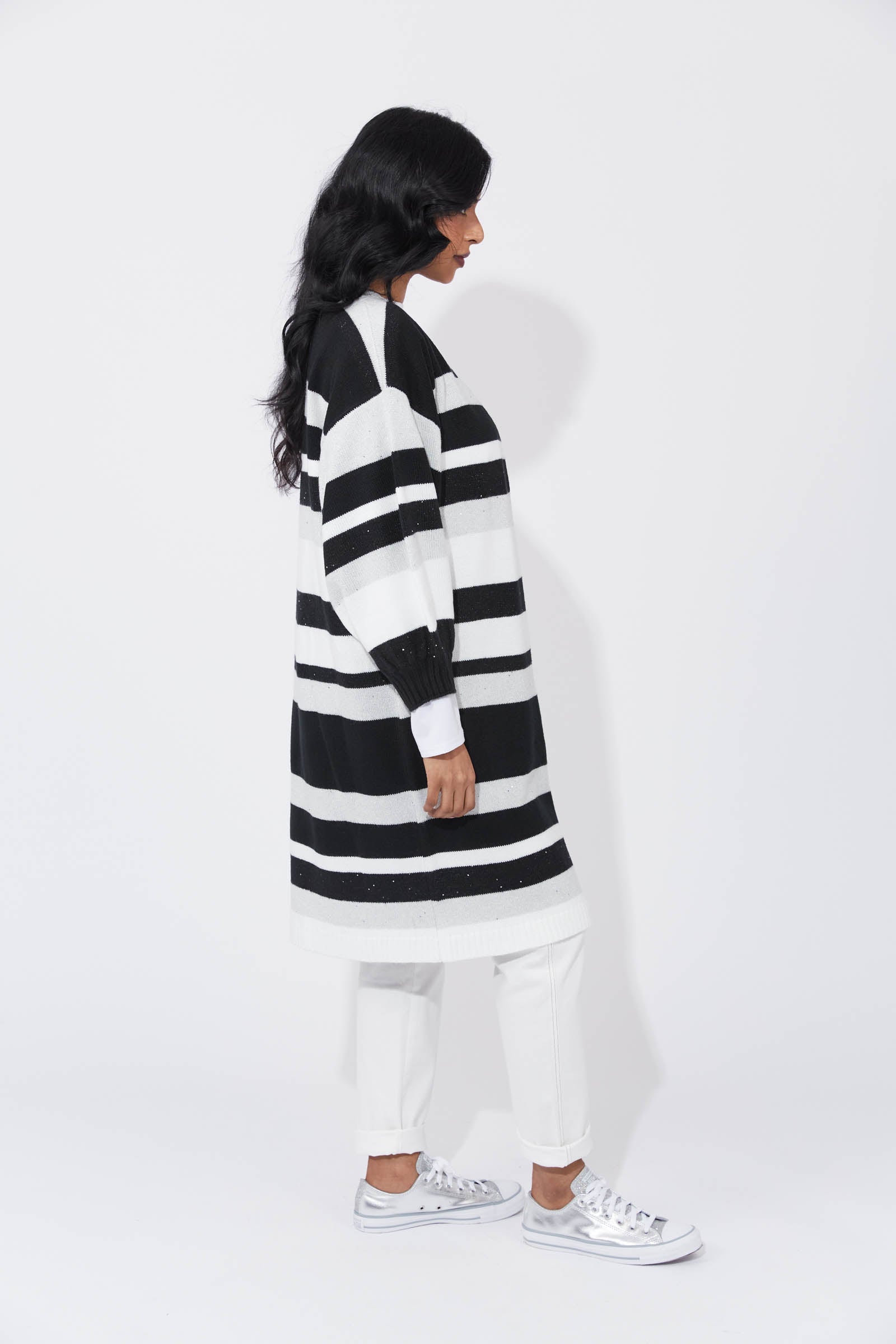 Yuma Cardigan - White/Kohl