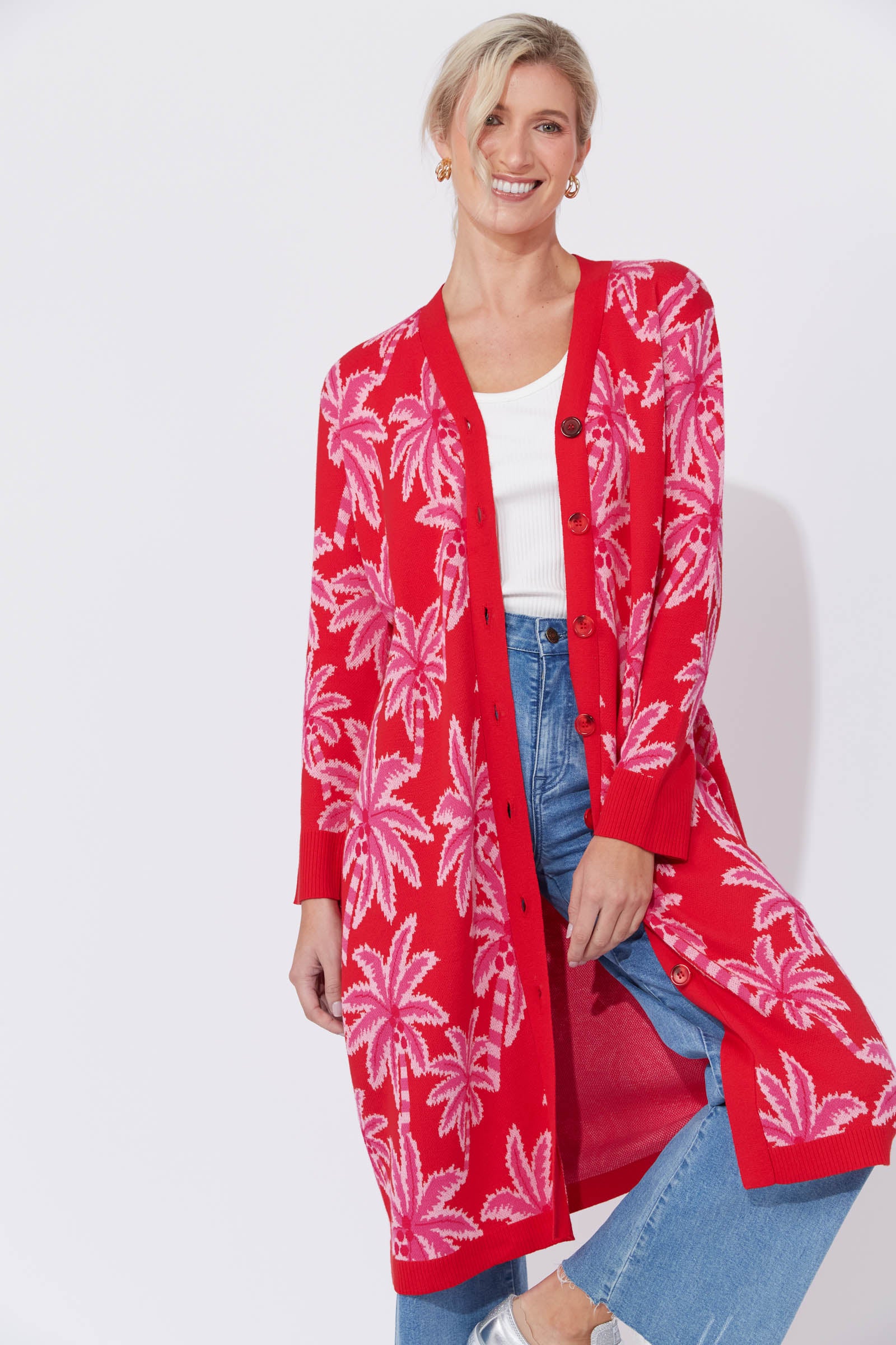 Miami Cardigan Dress - Chilli/Pink