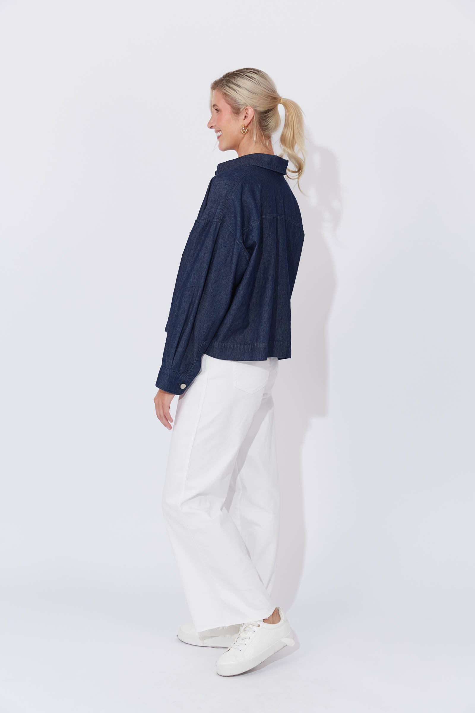 Austin Denim Crop Jacket - Indigo