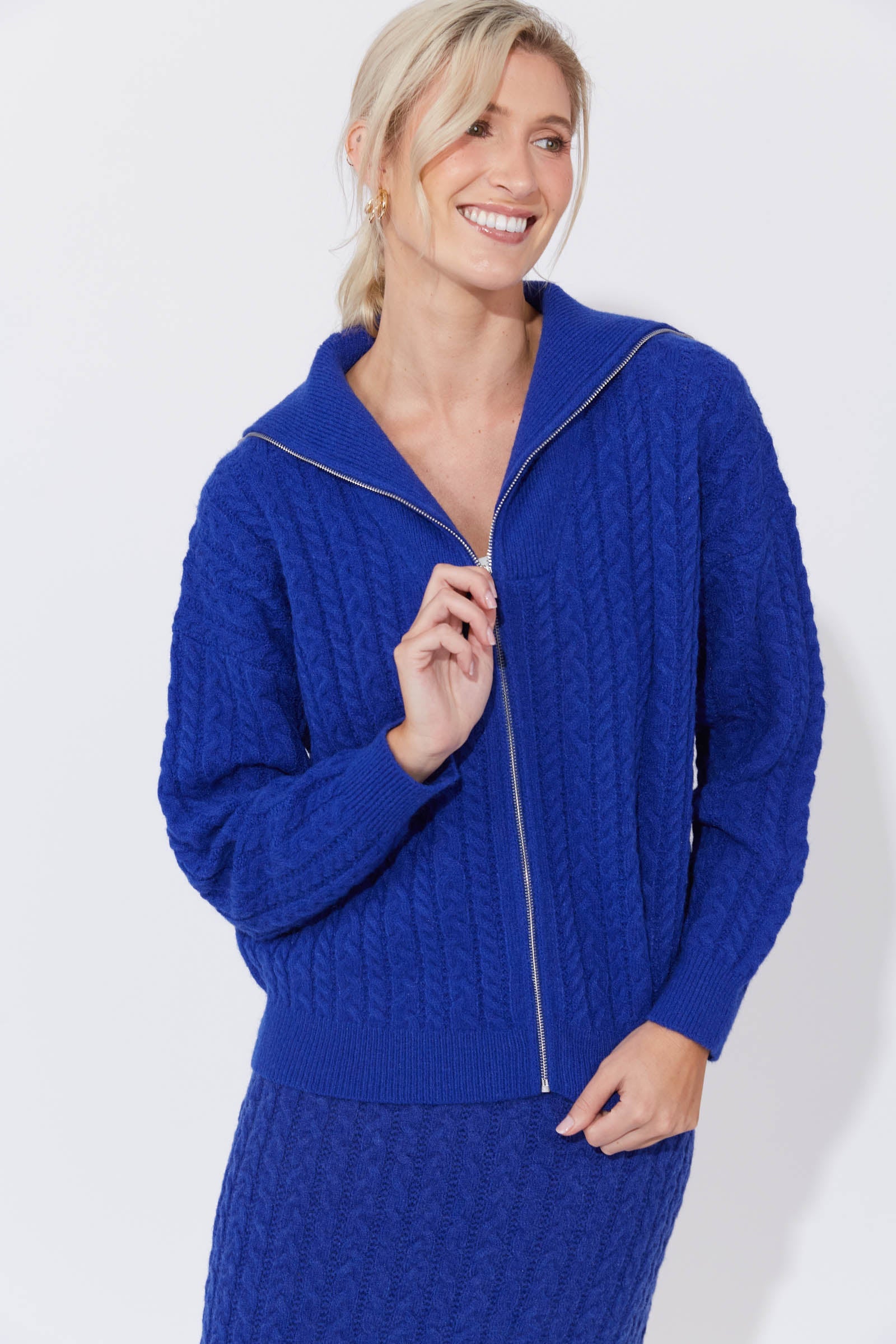 Cadiz Zip Jumper - Cobalt