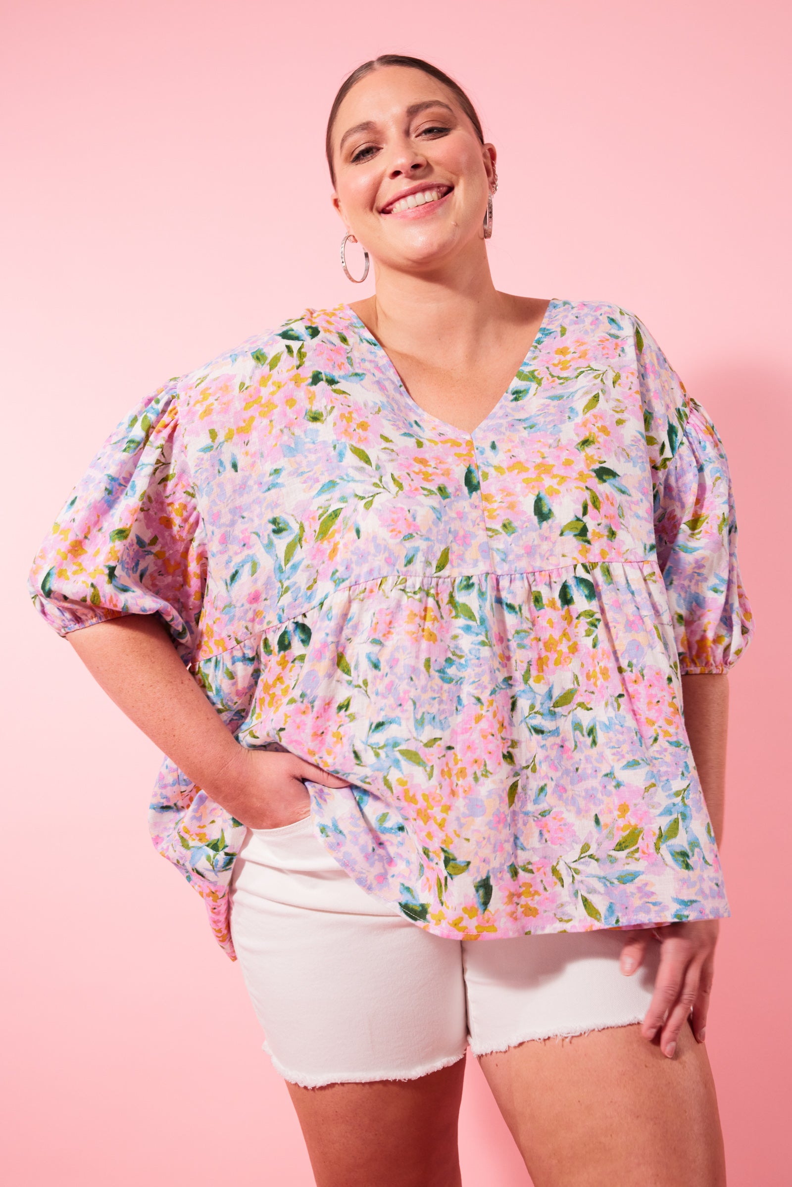 Flora Relax Top - Salt Hydrangea