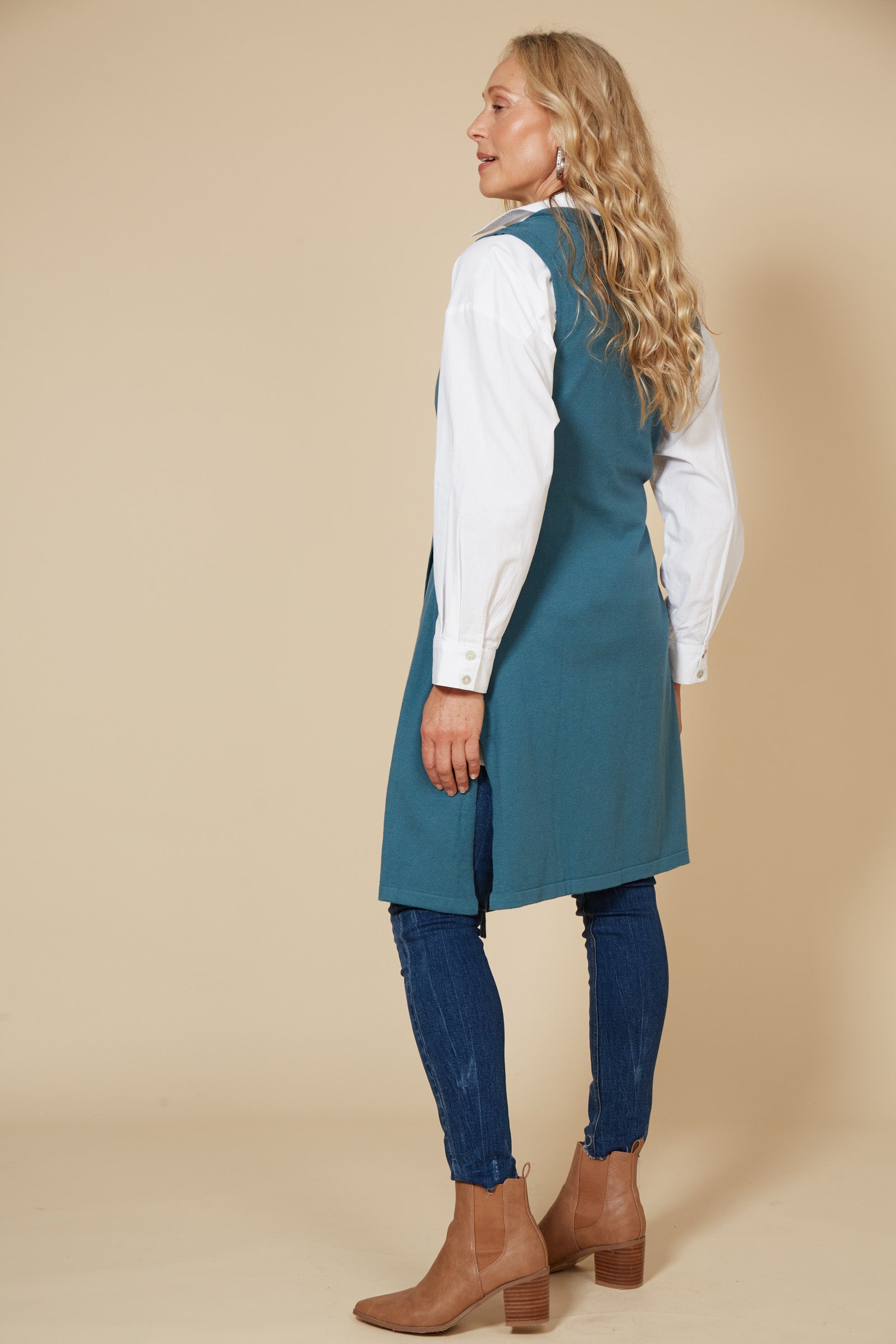 Cleo Longline Vest - Teal