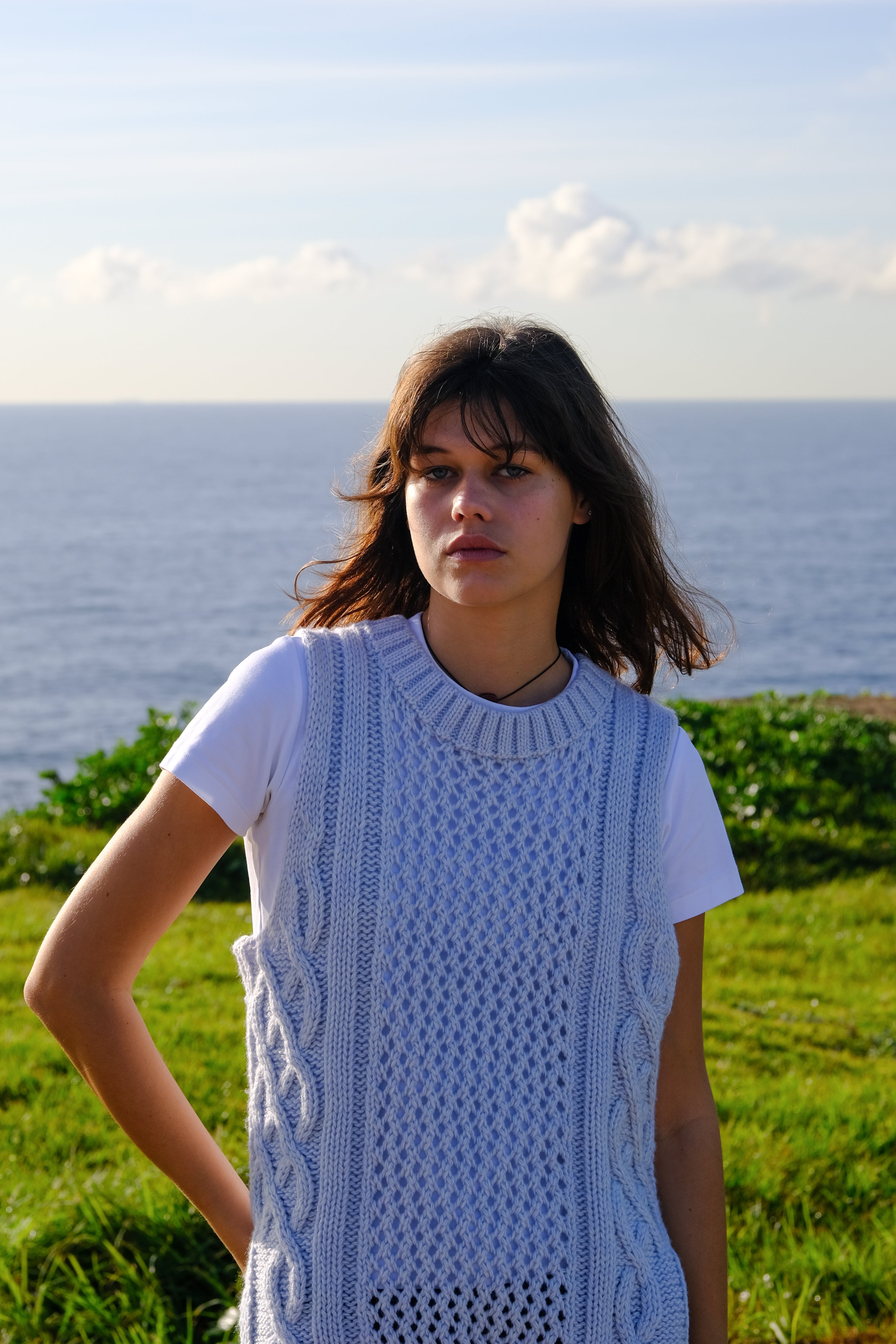 Luna Knit Vest - Sky