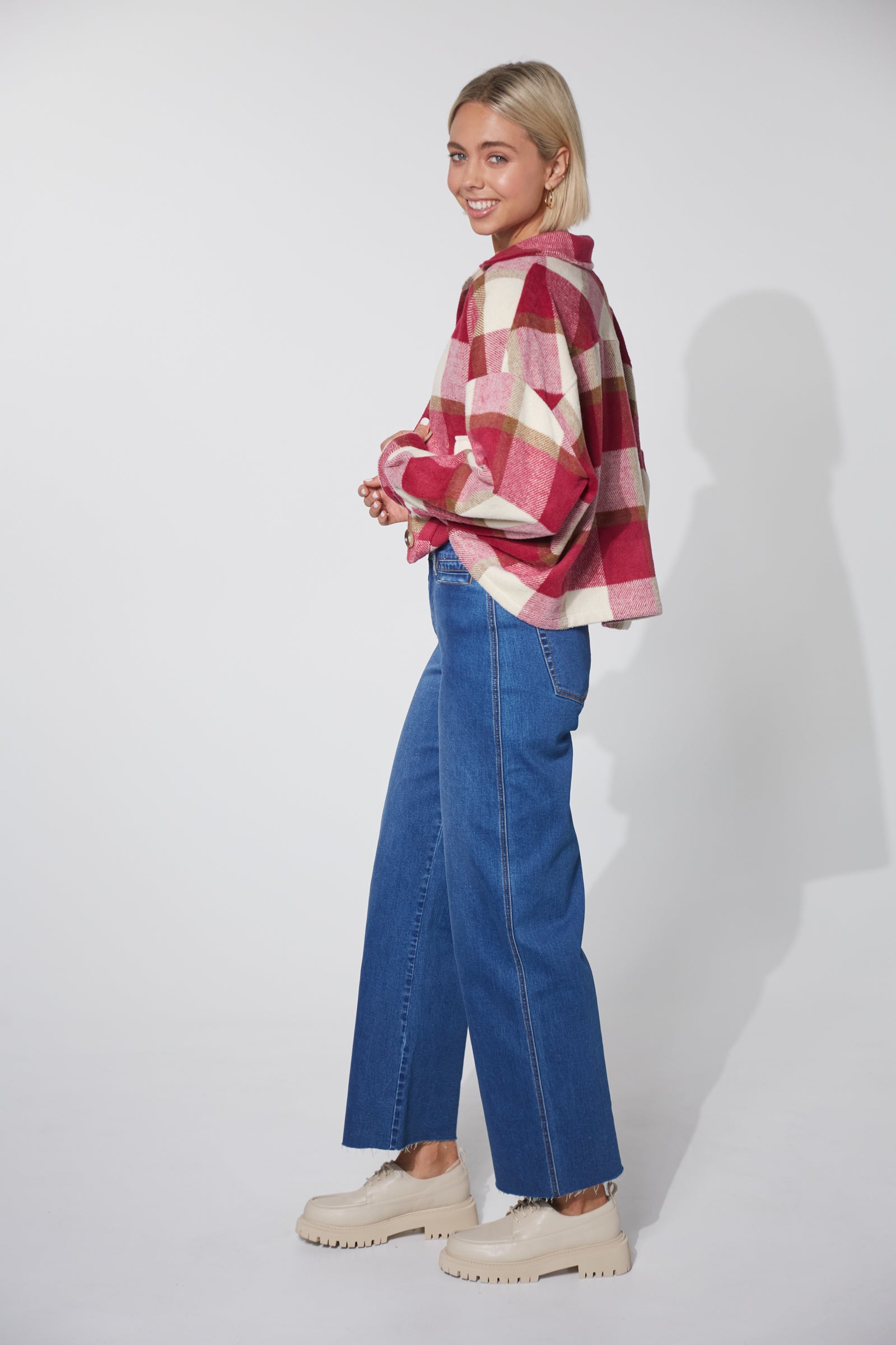 Braemar Crop Shacket - Azalea