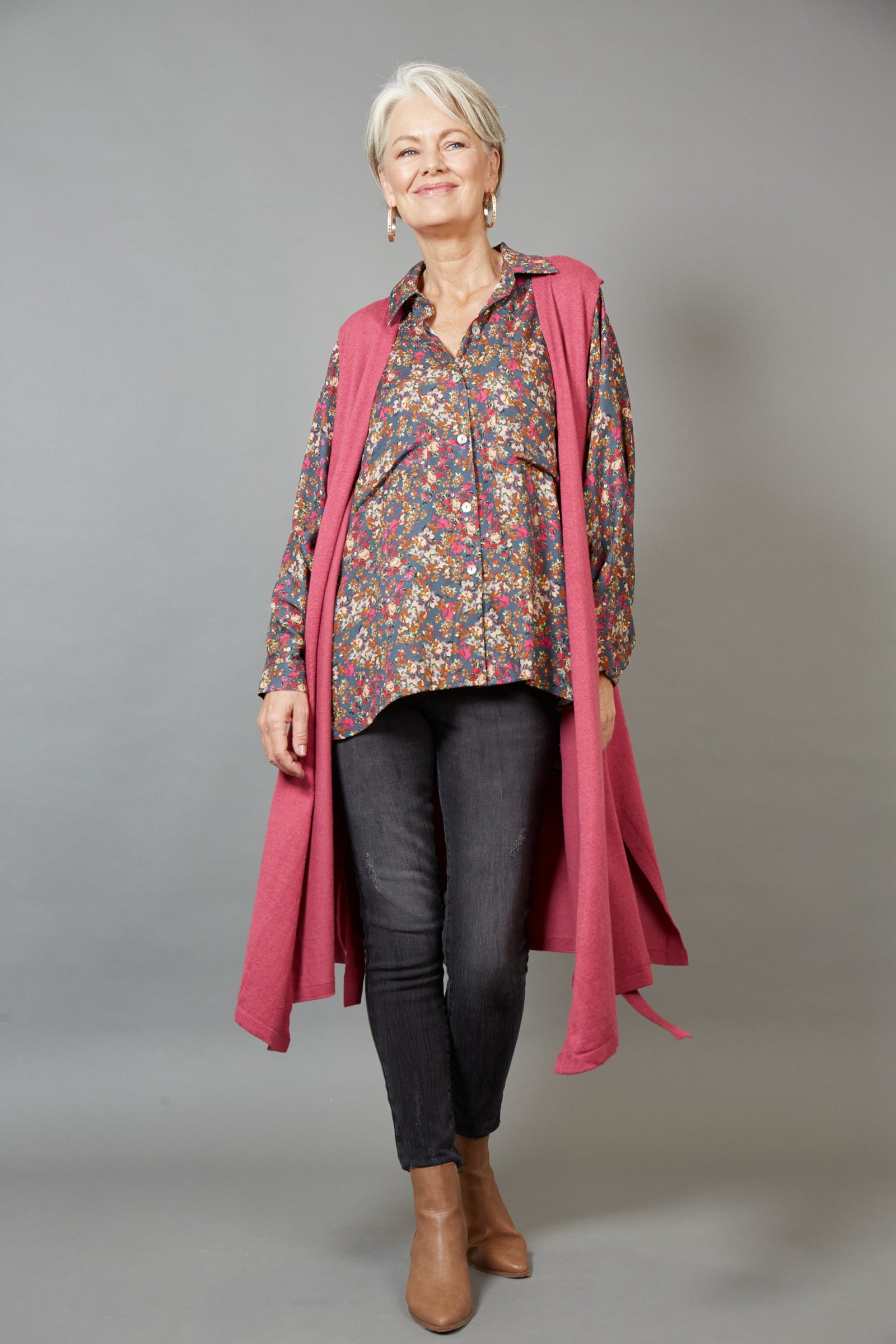 Cleo Longline Vest - Mulberry