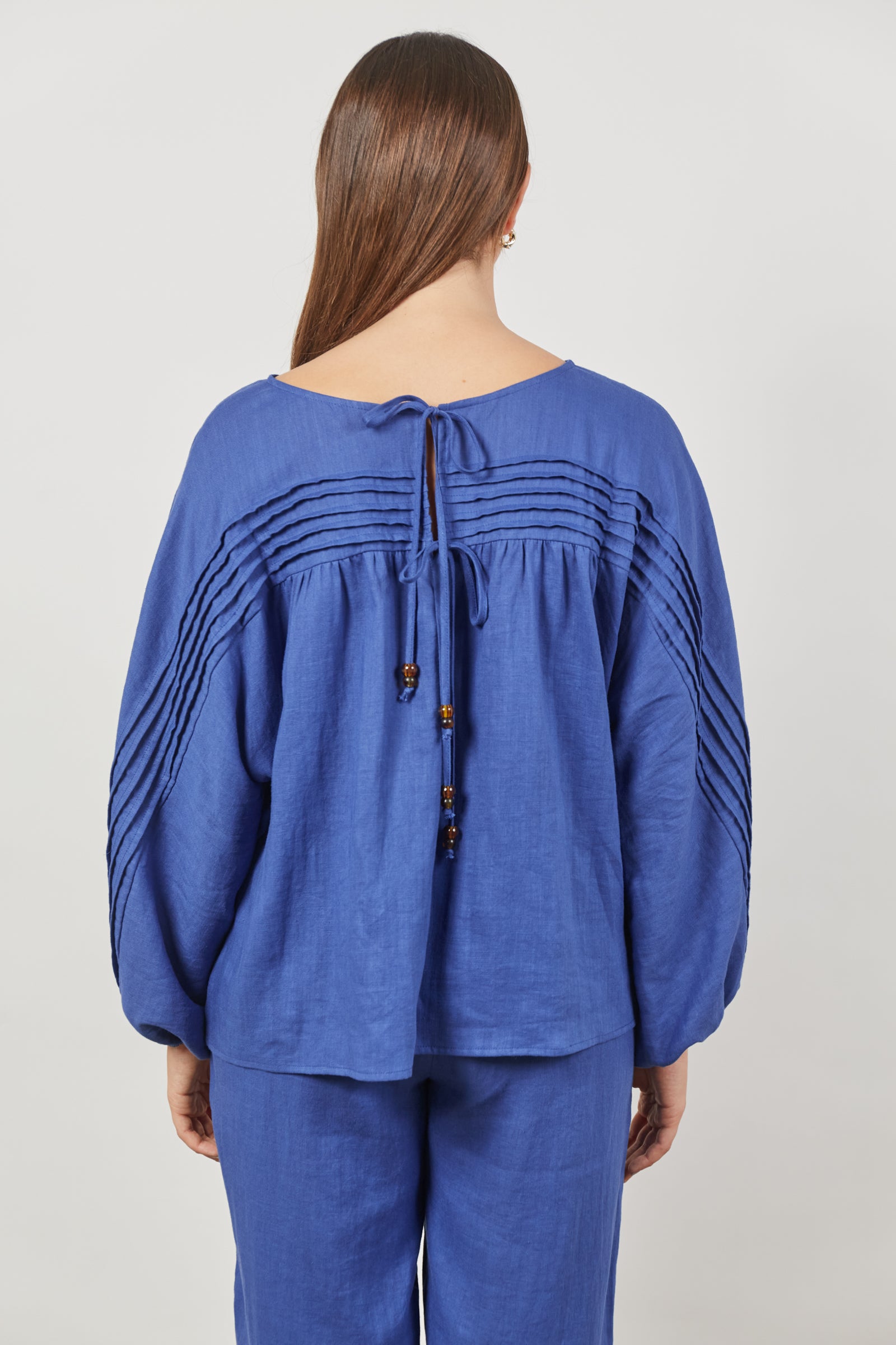 Panorama Tuck Blouse - Azure