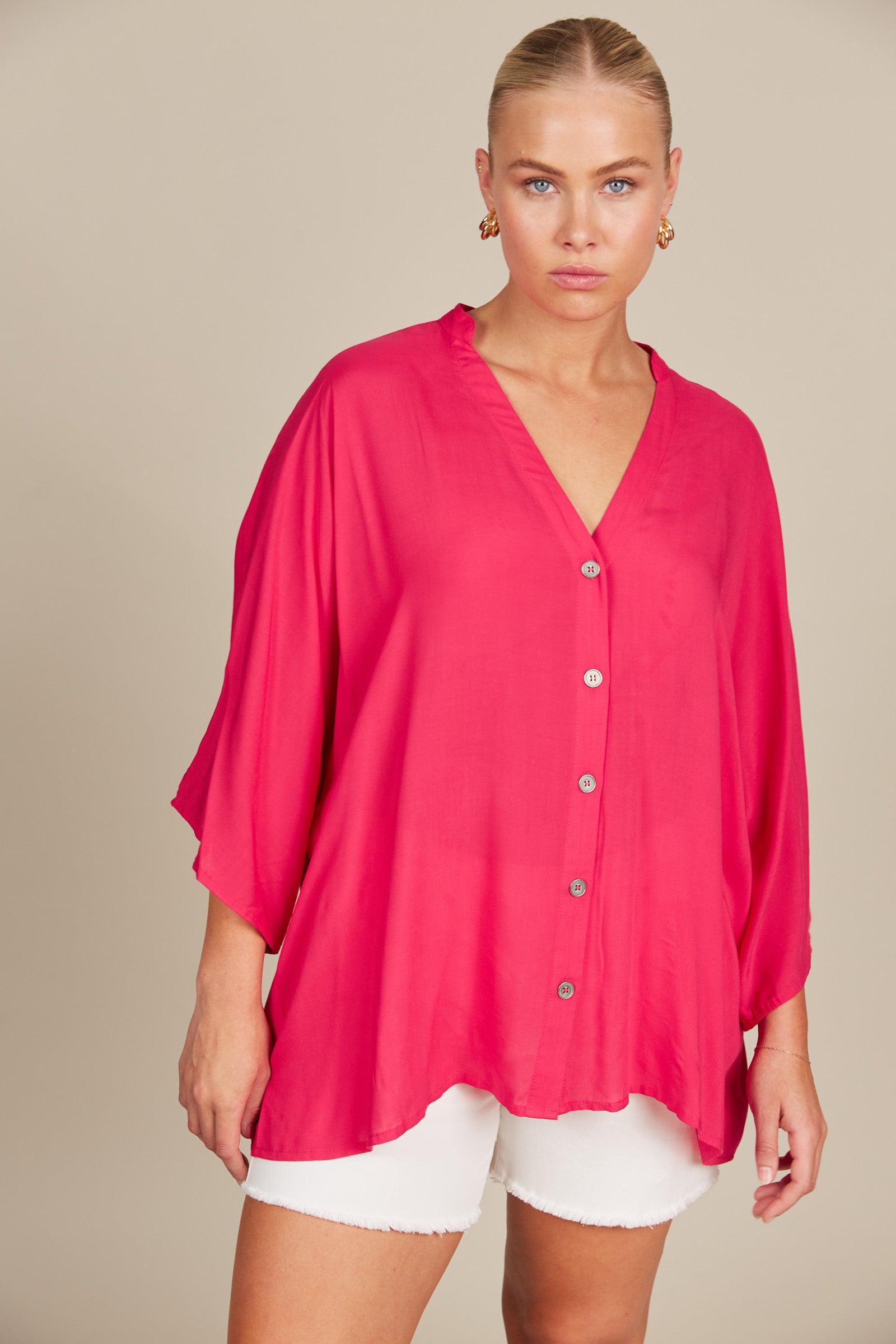 Esme Relaxed Top - Raspberry